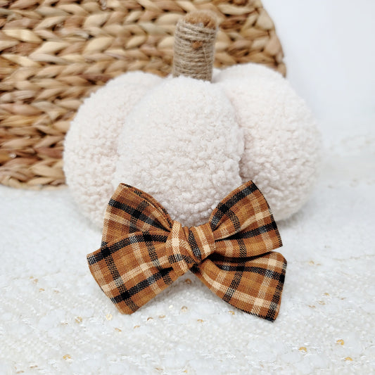 Rustic Brown Plaid Hair Bow