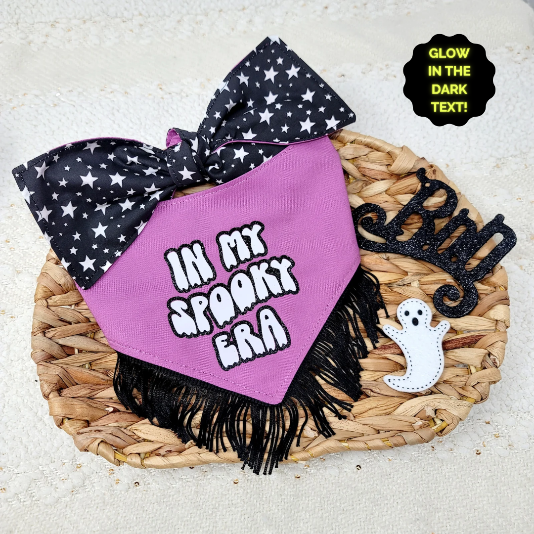 In My Spooky Era Glow In The Dark Text Reversible Dog Bandana With or Without Trim
