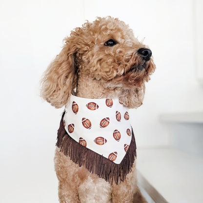 Cream Football Snap On Or Tie On Dog Bandana