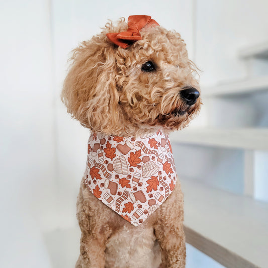 Cozy Autumn Things Dog Bandana With or Without Trim