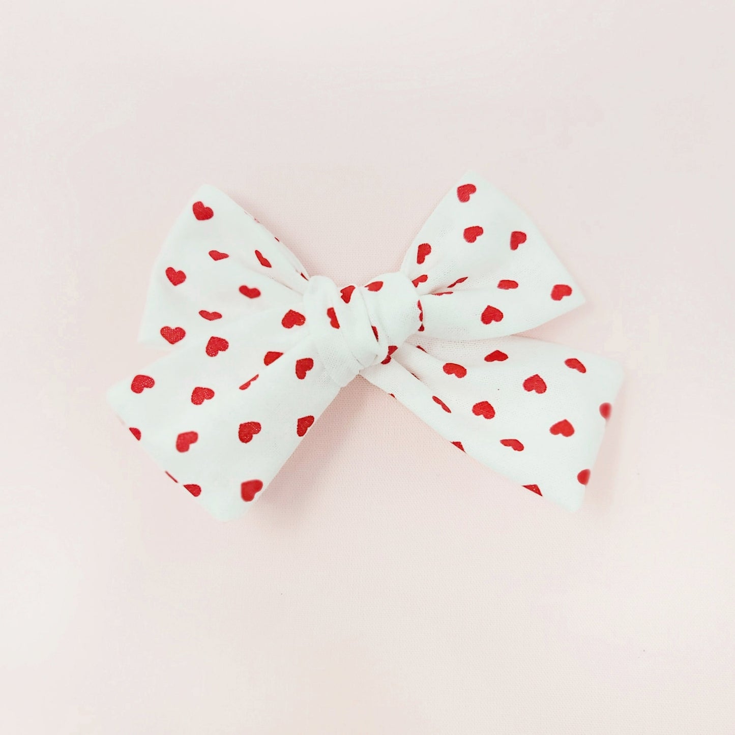 White with Red Hearts Valentine's Day Hair Bow