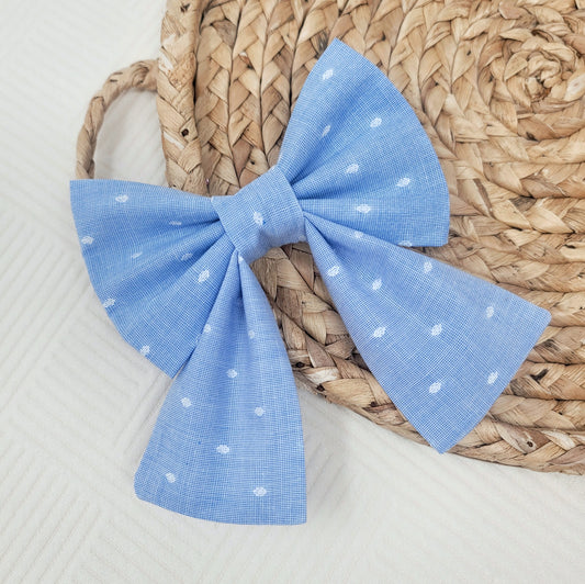 Blue Dobby Dot Sailor Bow Tie