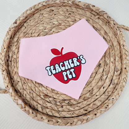 Teacher's Pet Snap On Or Tie On Dog Bandana in Pink