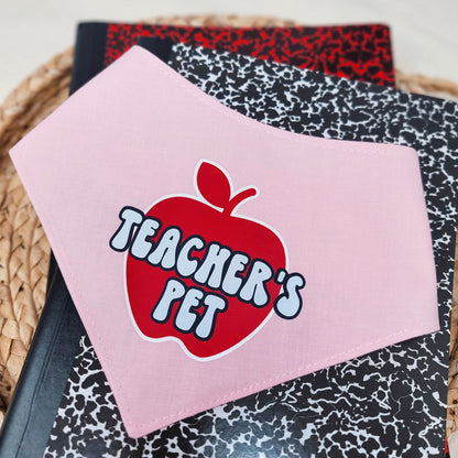 Teacher's Pet Snap On Or Tie On Dog Bandana in Pink