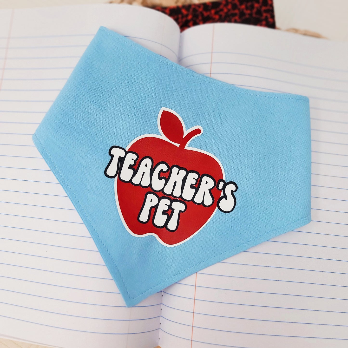 Teacher's Pet Snap On Or Tie On Dog Bandana in Blue