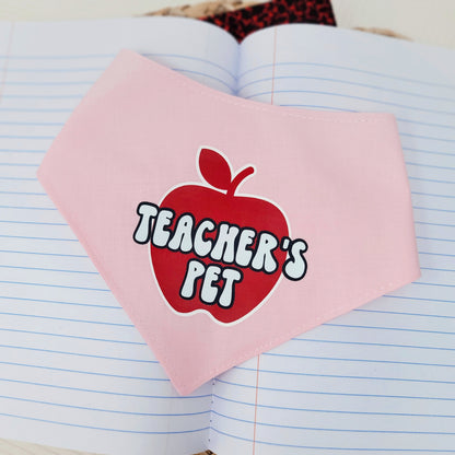 Teacher's Pet Snap On Or Tie On Dog Bandana in Pink