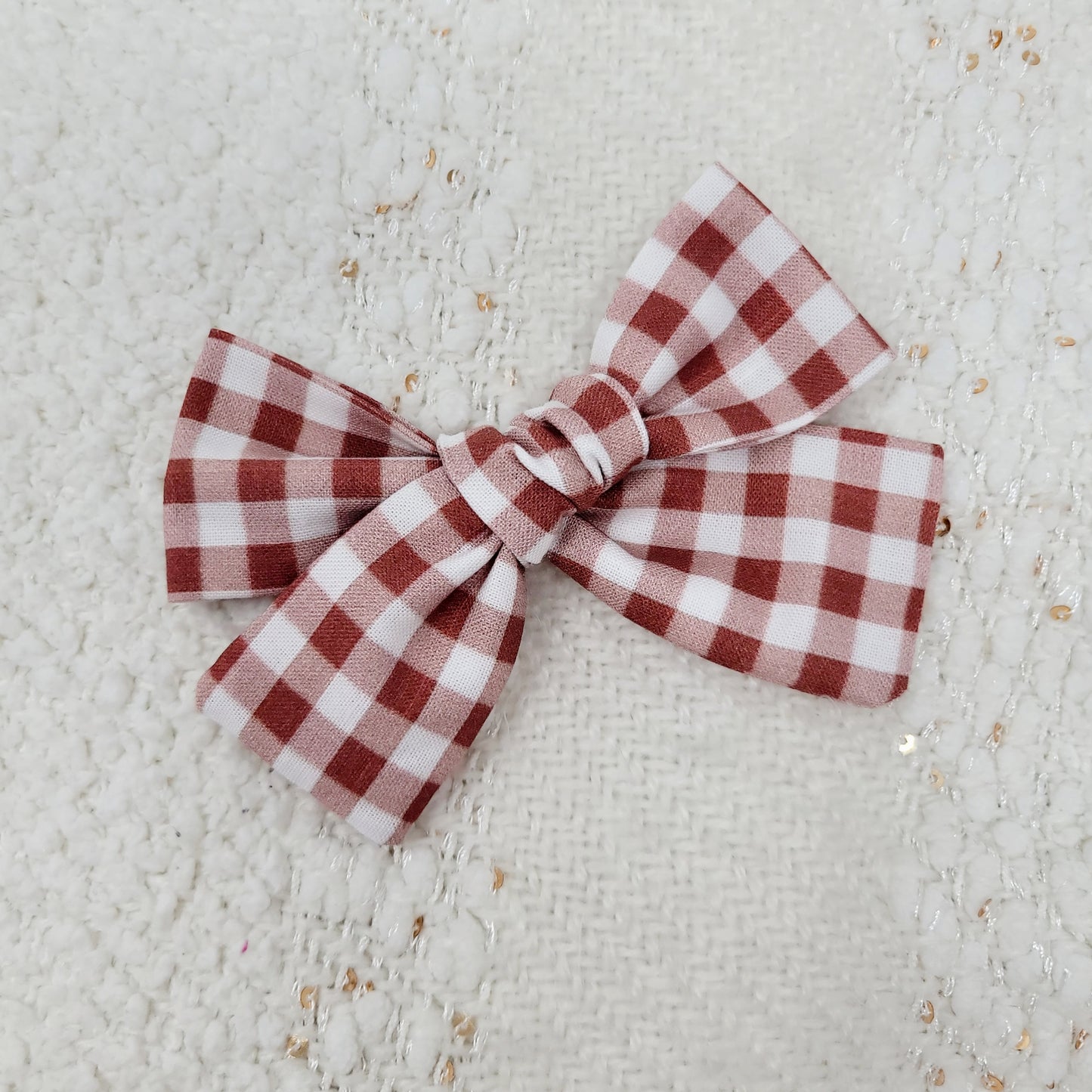 Rust Gingham Hair Bow