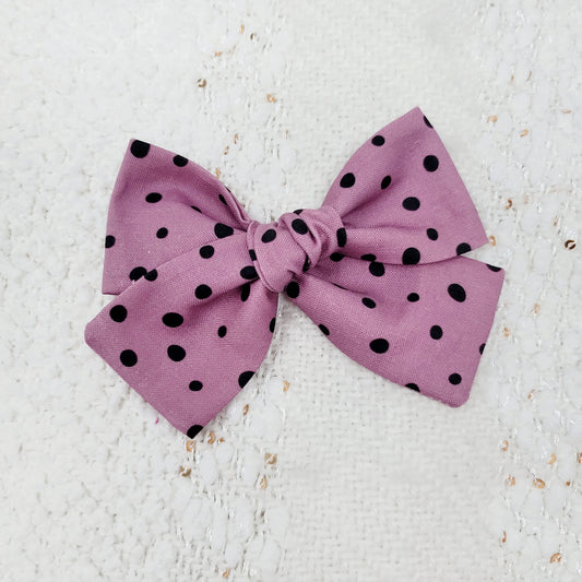 Plum Dot Hair Bow