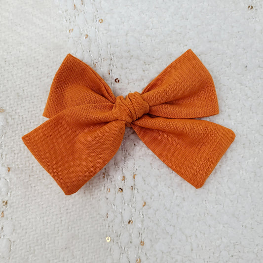 Orange Linen Hair Bow