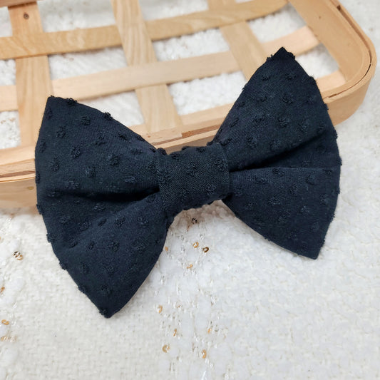 Black Dobby Dot Dog Bow Tie