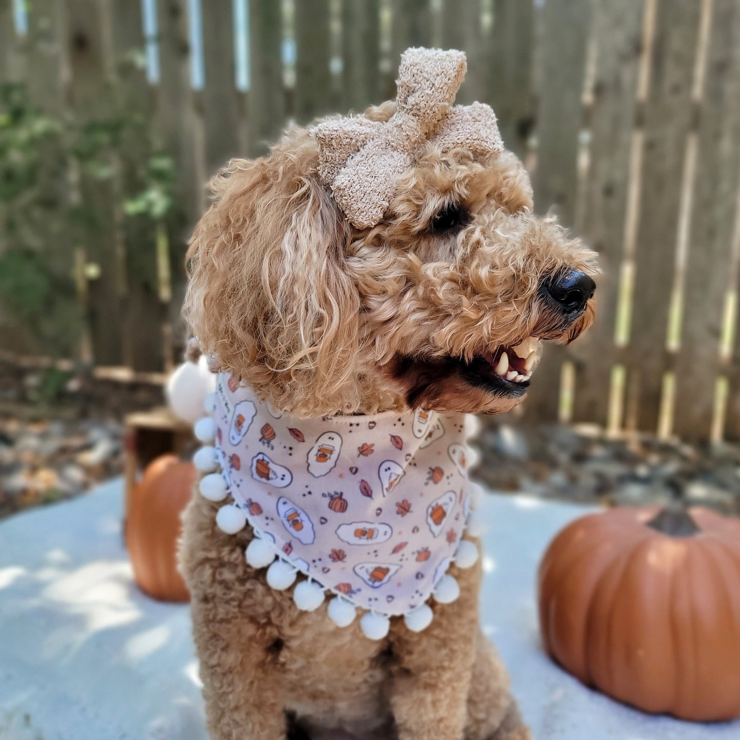 Tan Boucle Hair Bow