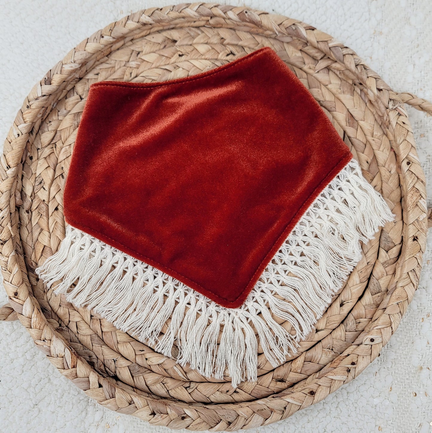 Rust Velvet Bandana With Or Without Fringe Trim