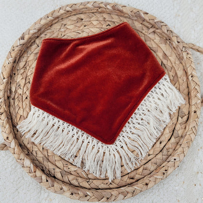 Rust Velvet Bandana With Or Without Fringe Trim