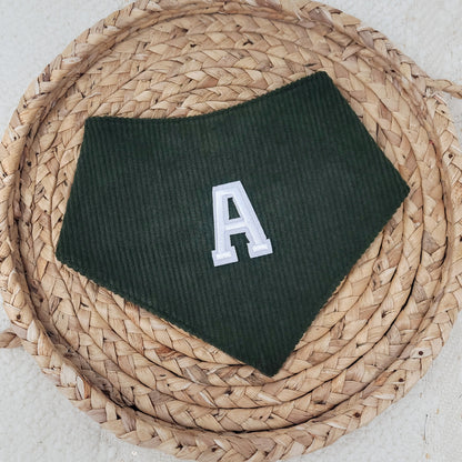 Dark Olive Corduroy Dog Bandana With or Without Ruffle Trim