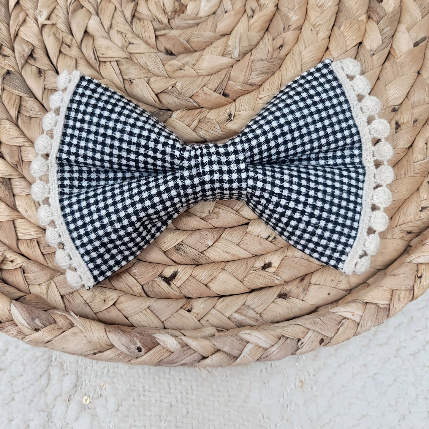 Black Dainty Gingham Dog Bow Tie