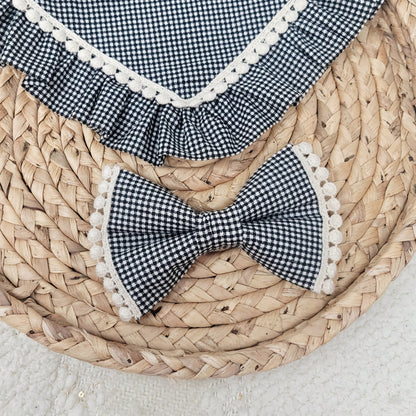 Black Dainty Gingham Dog Bow Tie