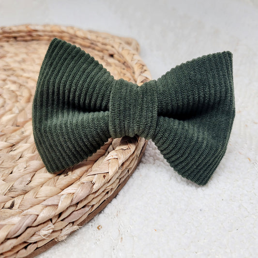 Dark Olive Corduroy Dog Bow Tie