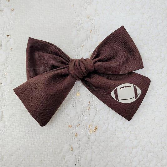 Brown Football Hair Bow