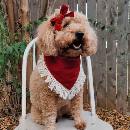 Rust Velvet Bandana With Or Without Fringe Trim