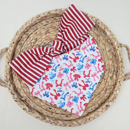 Red, White, and Bows Dog Bandana