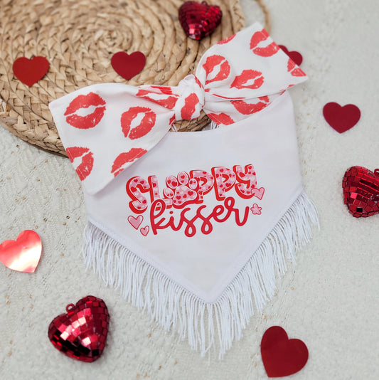 Sloppy Kisser Valentine's Day Tie On or Snap On Dog Bandana