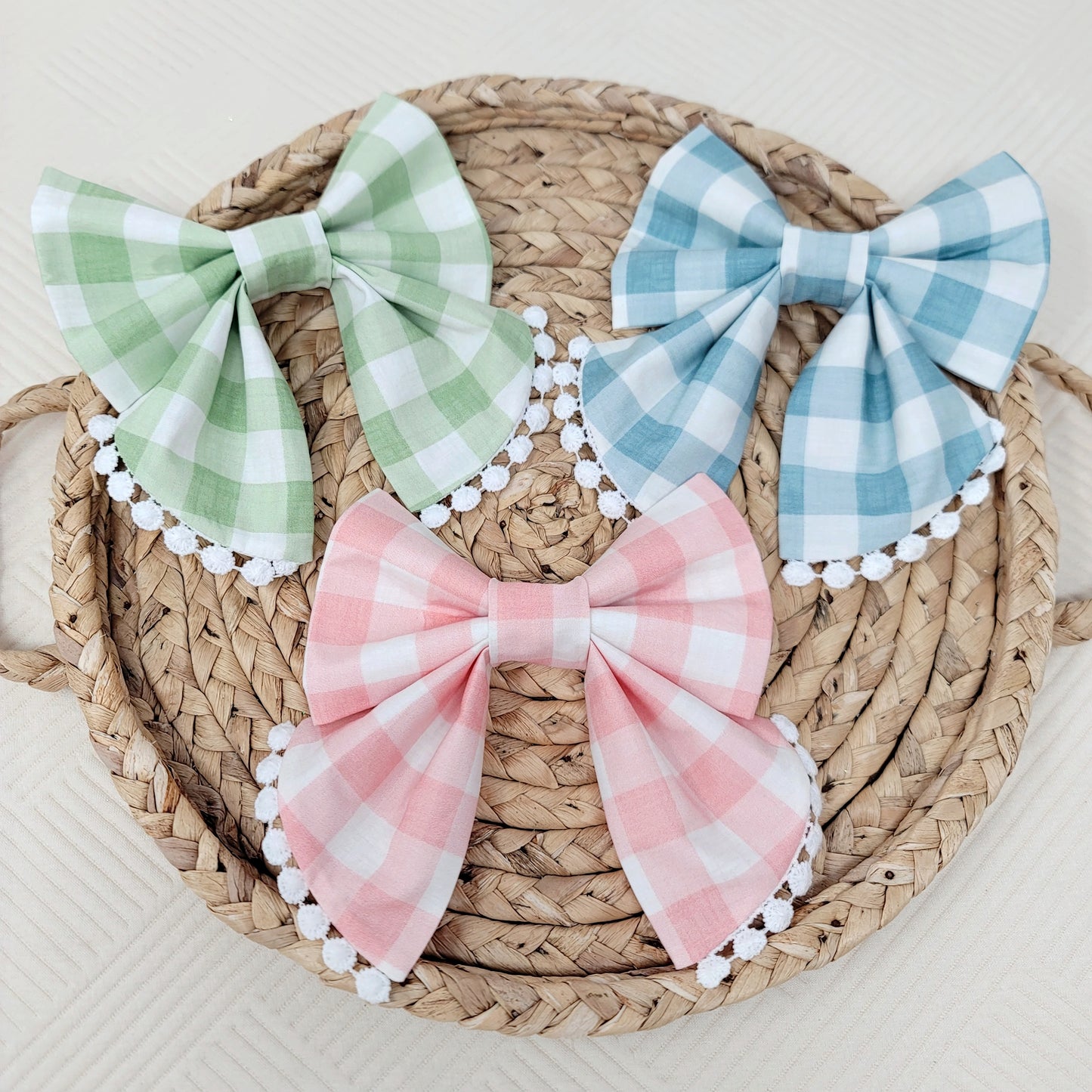 Green Gingham Sailor Dog Bow Tie