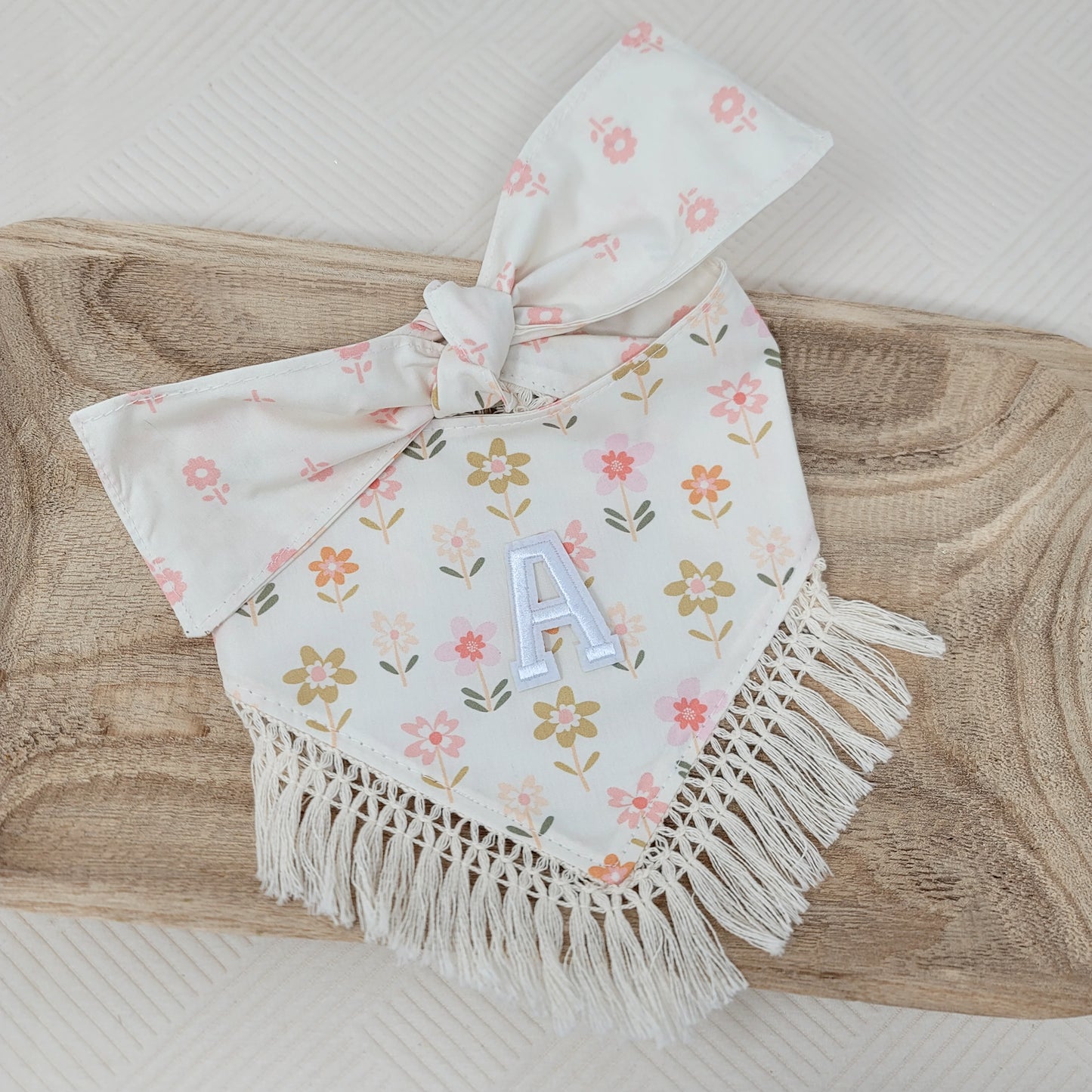 Spring Floral Dog Bandana With Or Without Trim