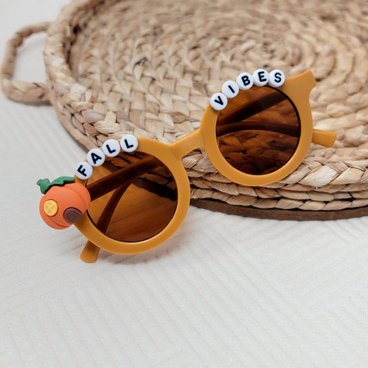 Gold Fall Vibes Beaded Sunglasses