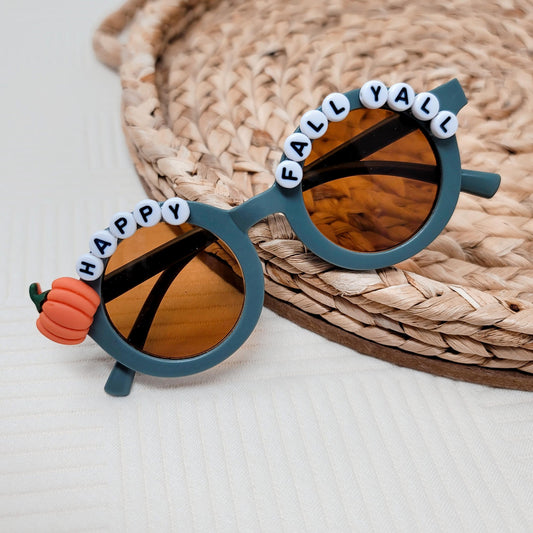 Green Happy Fall Y'all Beaded Sunglasses