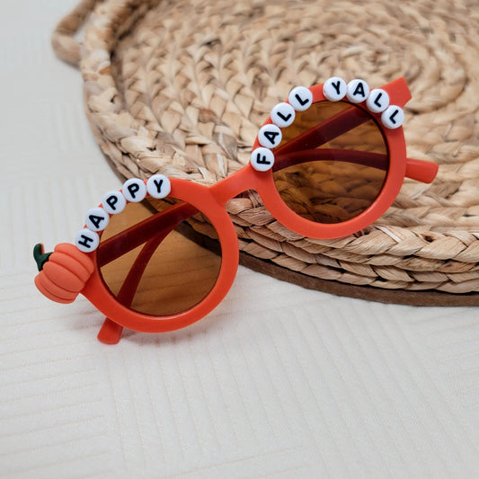 Red Orange Happy Fall Y'all Beaded Sunglasses