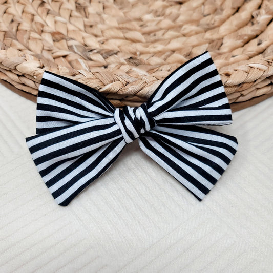 Black and White Stripe Saylor Hair Bow
