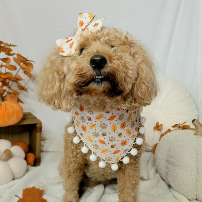 Paw Prints and Fall Leaves Saylor Hair Bow