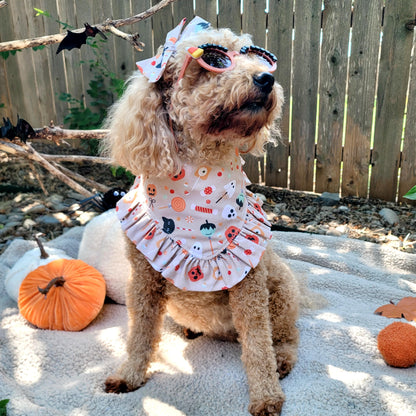 Tricks For Treats Halloween Dog Bandana With or Without Ruffle Trim