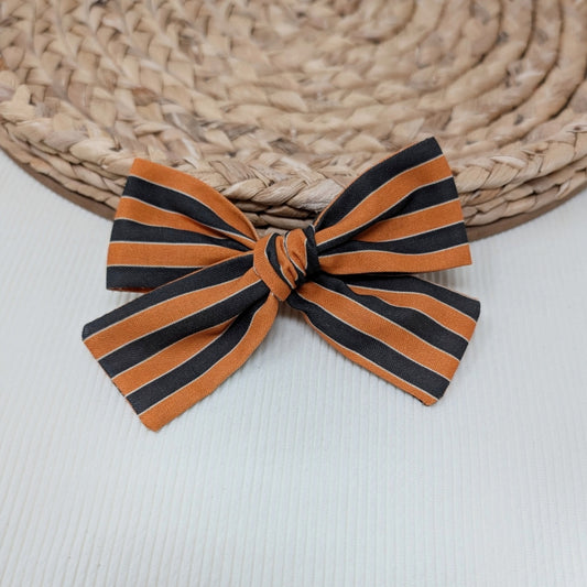 Orange and Black Stripe Hair Bow