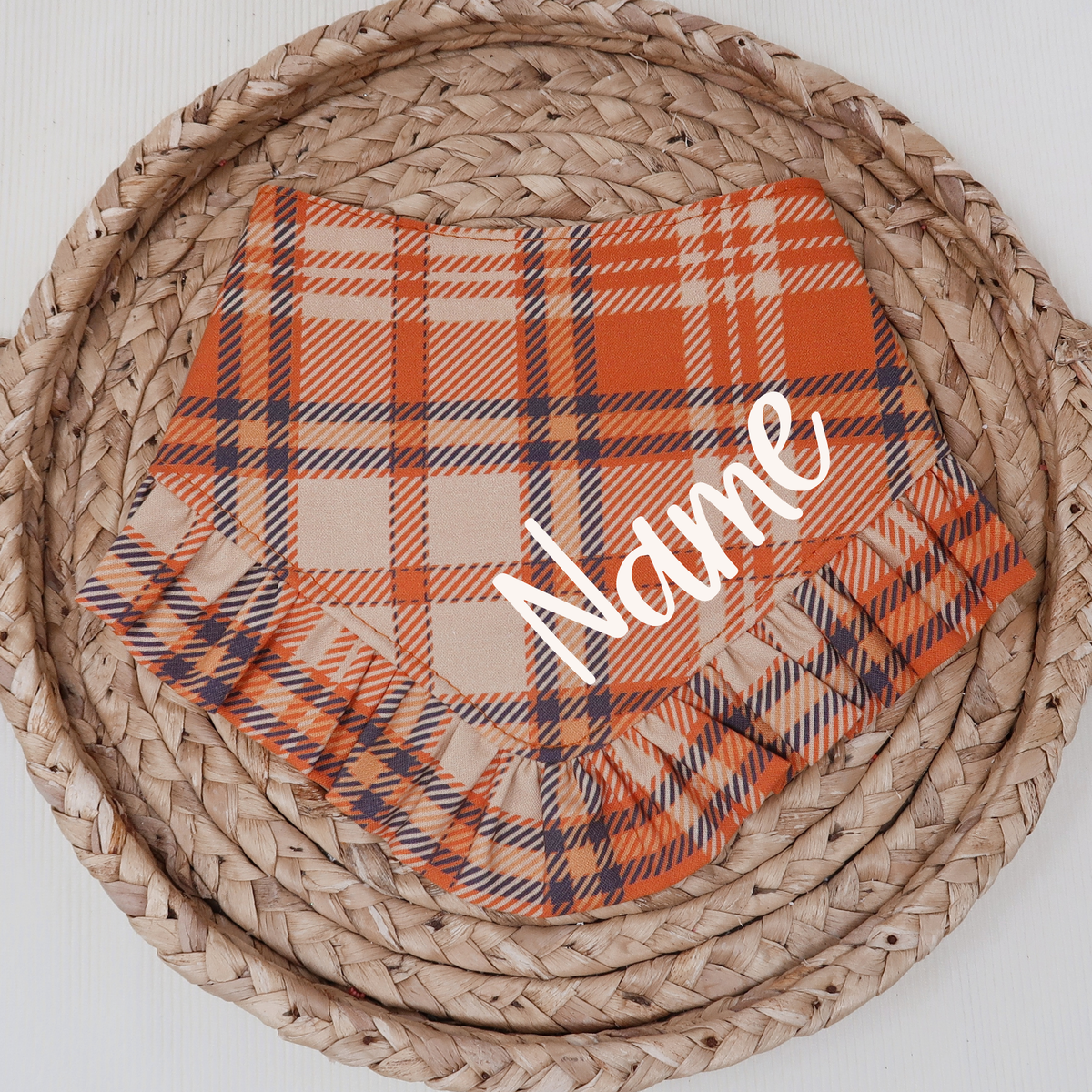 Orange and Black Plaid Dog Bandana