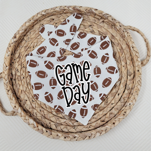 Neutral Game Day Football Dog Bandana With or Without Pom Pom Trim