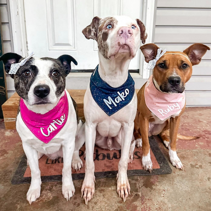 NEW Light Pink Speckled Dog Bandana With Optional Name Add On