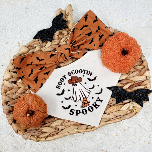 Boot Scootin' Spooky Reversible Dog Bandana With or Without Trim