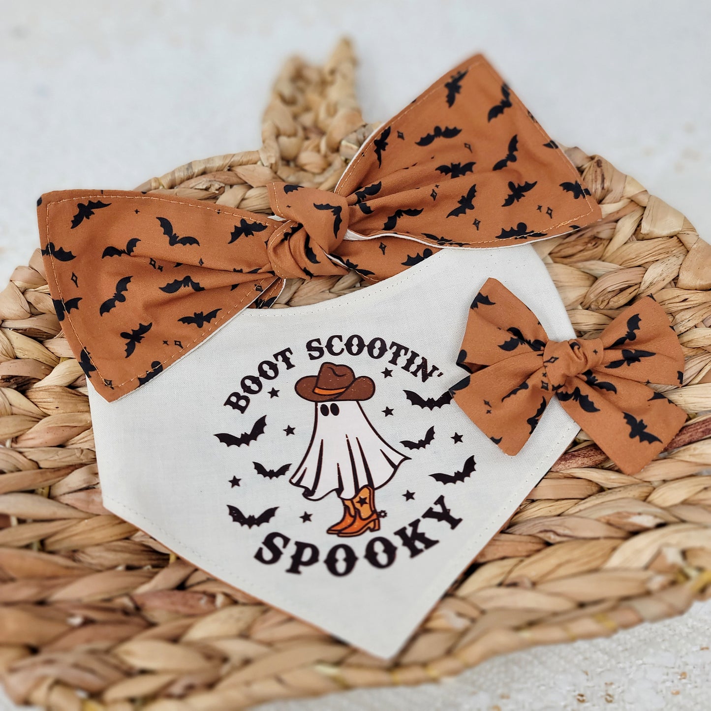 Boot Scootin' Spooky Reversible Dog Bandana With or Without Trim