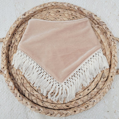 Champagne Velvet Bandana With Or Without Fringe Trim