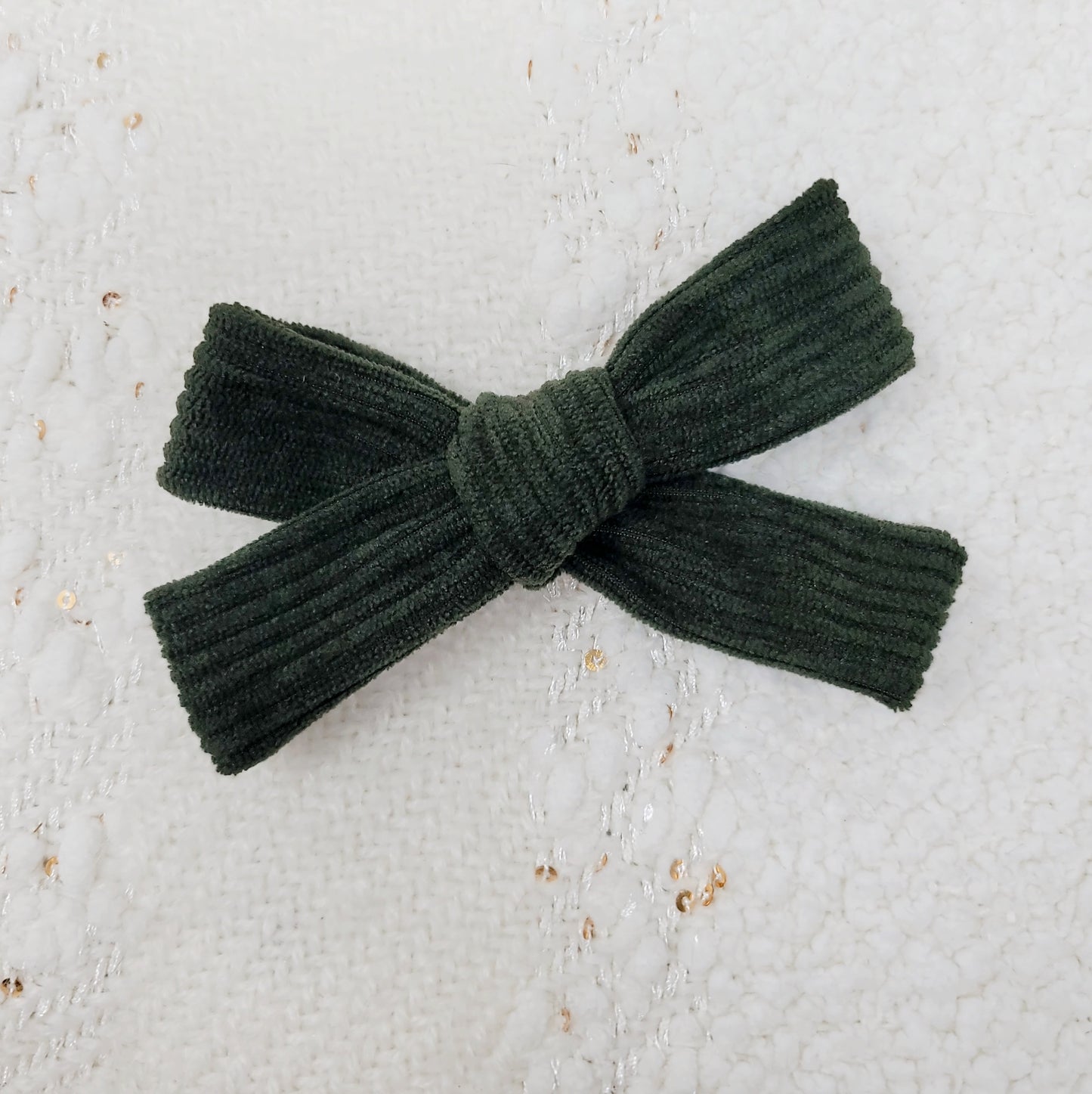 Dark Olive Corduroy Hair Bow