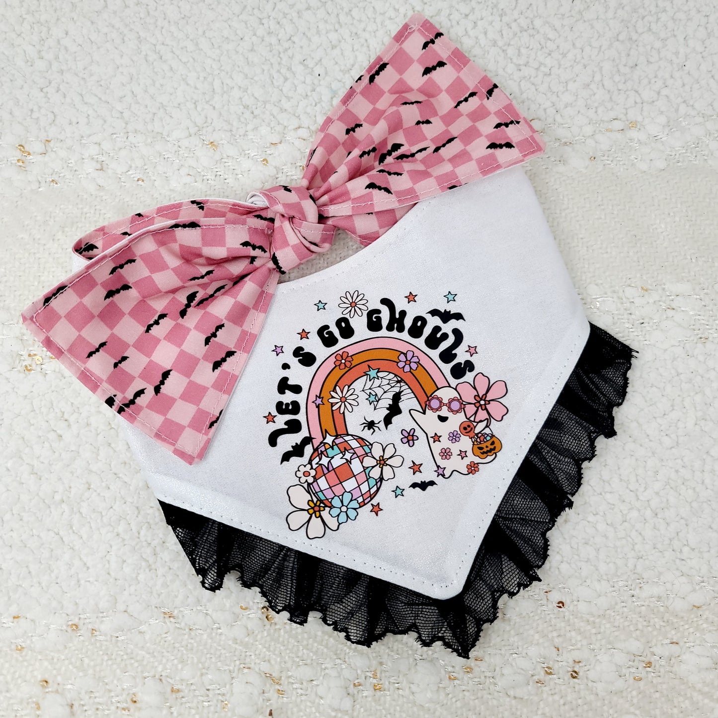 Let's Go Ghouls Reversible Dog Bandana With or Without Trim