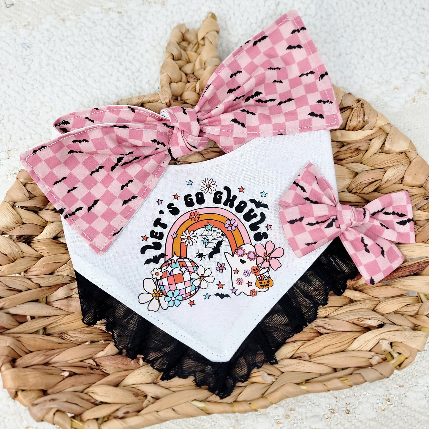 Let's Go Ghouls Reversible Dog Bandana With or Without Trim
