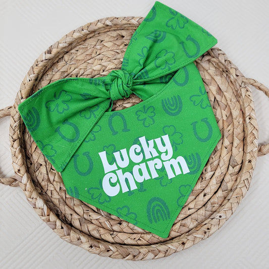 Lucky Charm Tie On or Snap On Dog Bandana