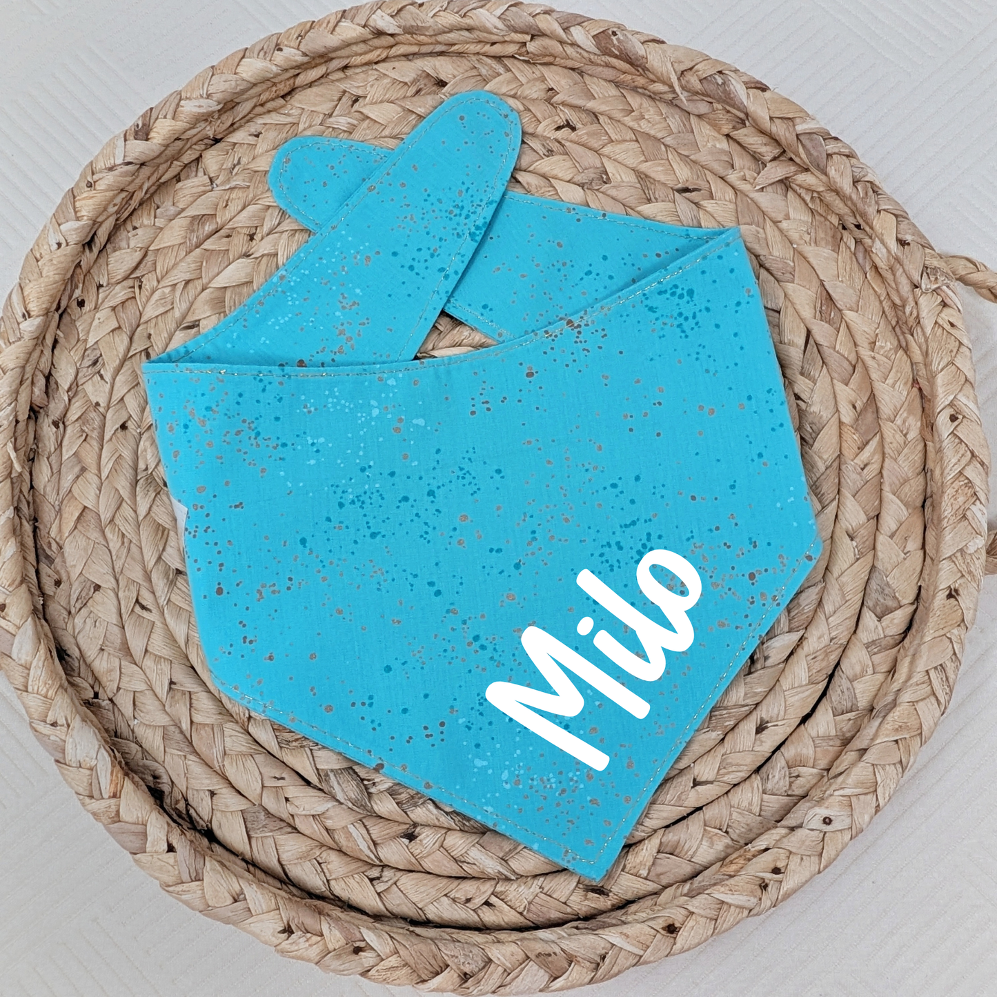 NEW Teal Speckled Dog Bandana With Optional Name Add On