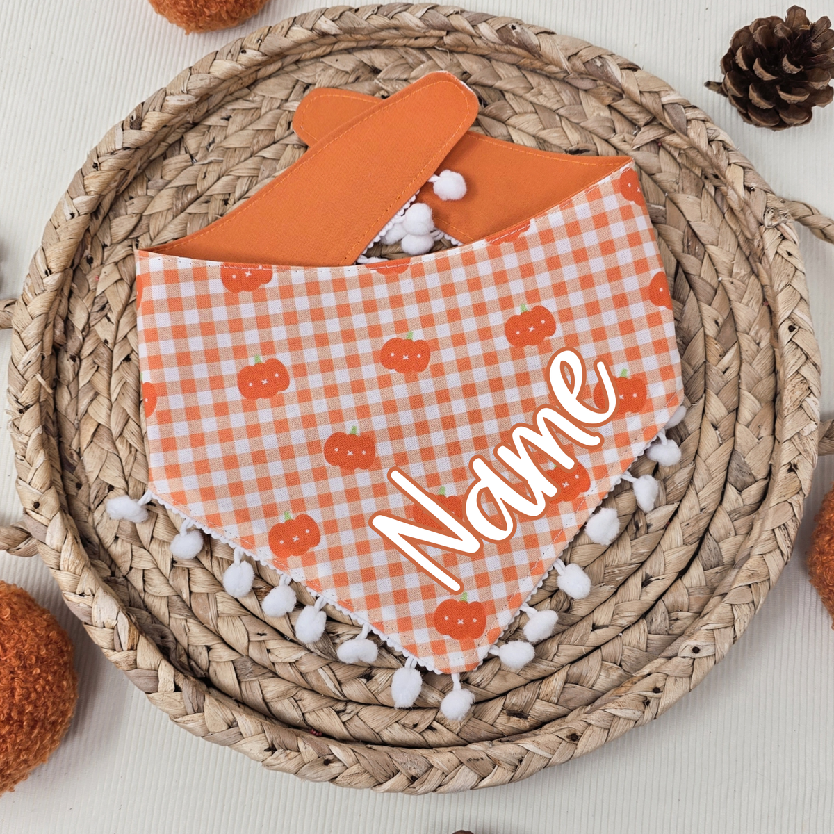 Gingham Pumpkin Dog Bandana
