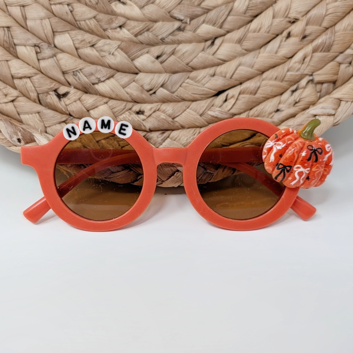 Dark Orange Custom Sunnies With Bow Pumpkin