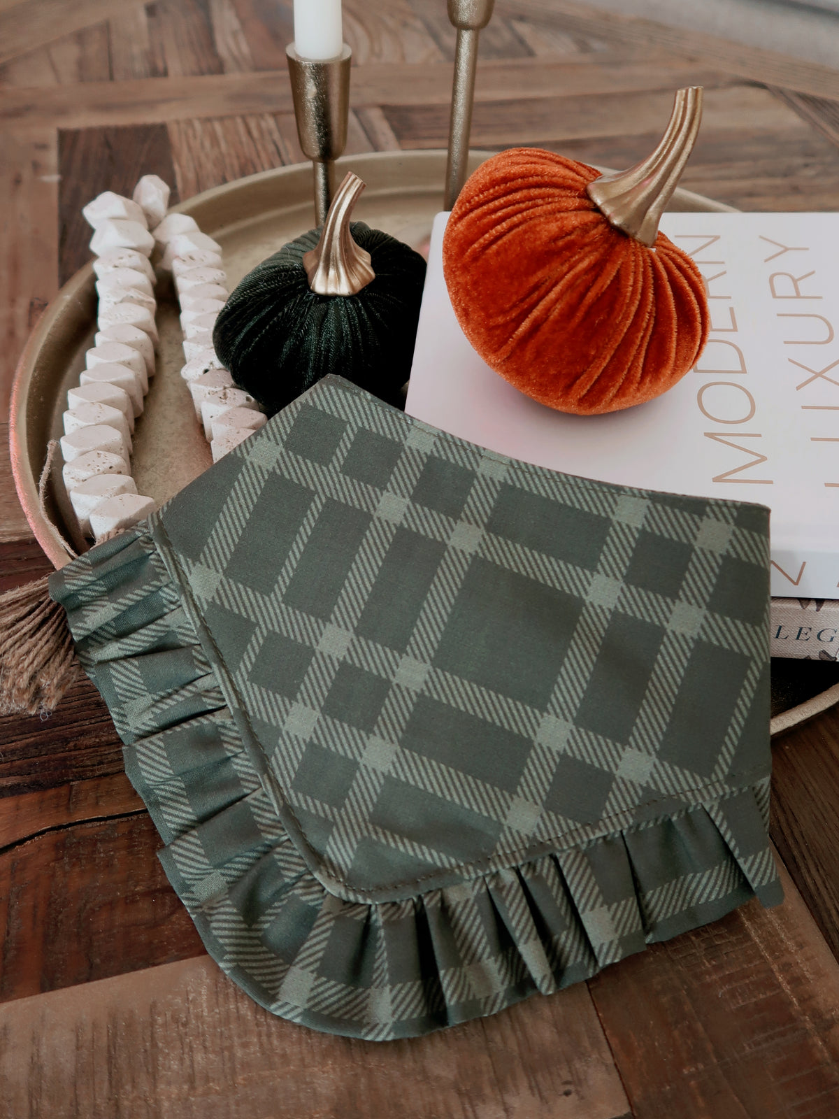 Olive Green Plaid Dog Bandana