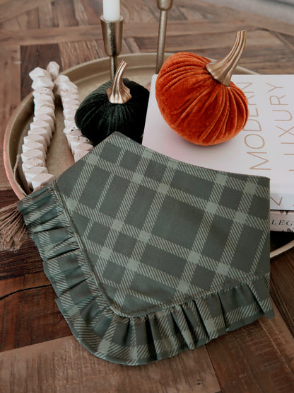 Olive Green Plaid Dog Bandana