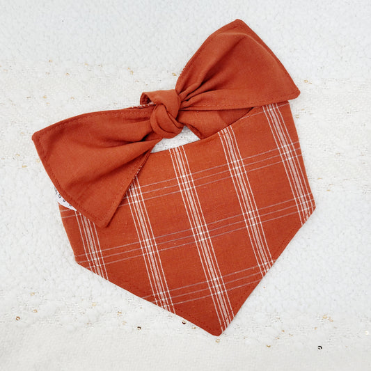 Burnt Orange Plaid Dog Bandana With or Without Trim